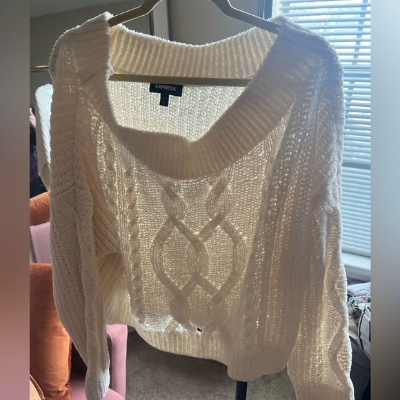 EXPRESS | Cream Off the Shoulder Sweater - Picture 1 of 4